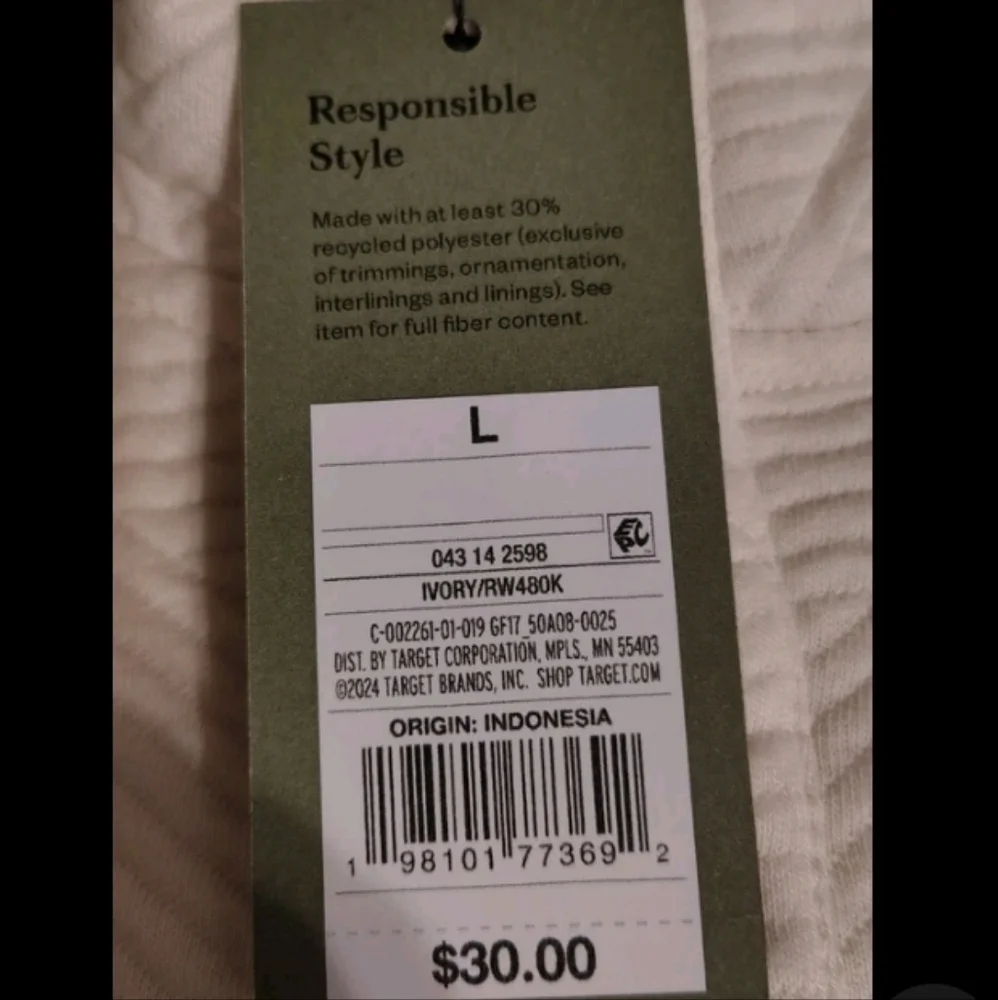 Goodfellow & Co Men's Pullover Sweatshirts Diamond Quilted Pattern Snap Ivory L - Picture 6 of 6